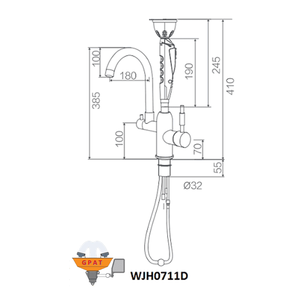 Thông Số Vòi Rửa Mắt Khẩn Cấp Gắn Để Bàn Model: WJH071D